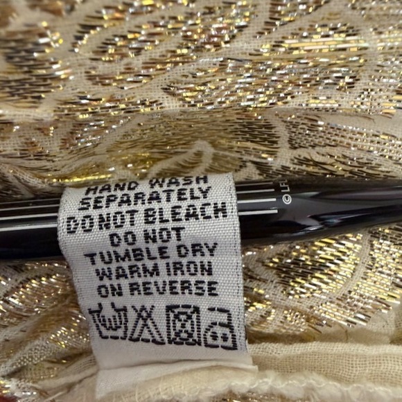 ME 2 Magic Maxi Dress Size L Fairy Boho Crochet Gold Cottage Festival Tiered - Picture 13 of 14
